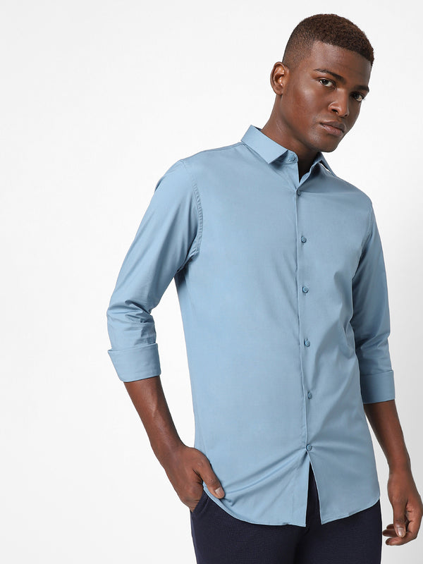 Men's Light Blue Poplin Stretch Shirt