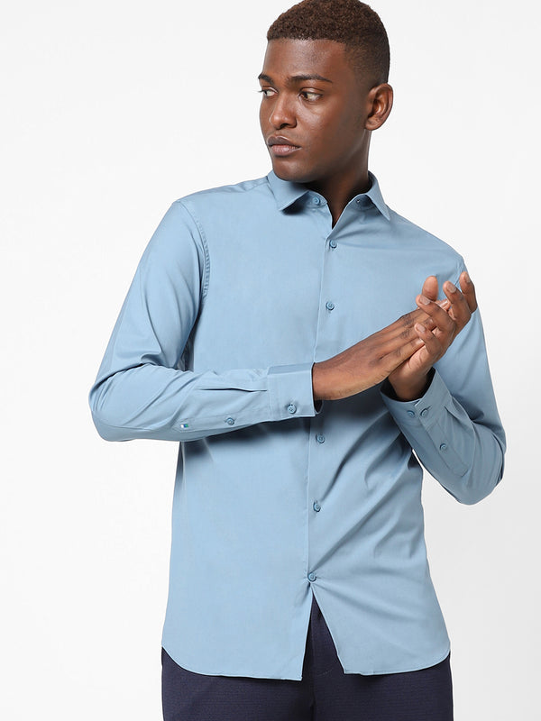 Men's Light Blue Poplin Stretch Shirt