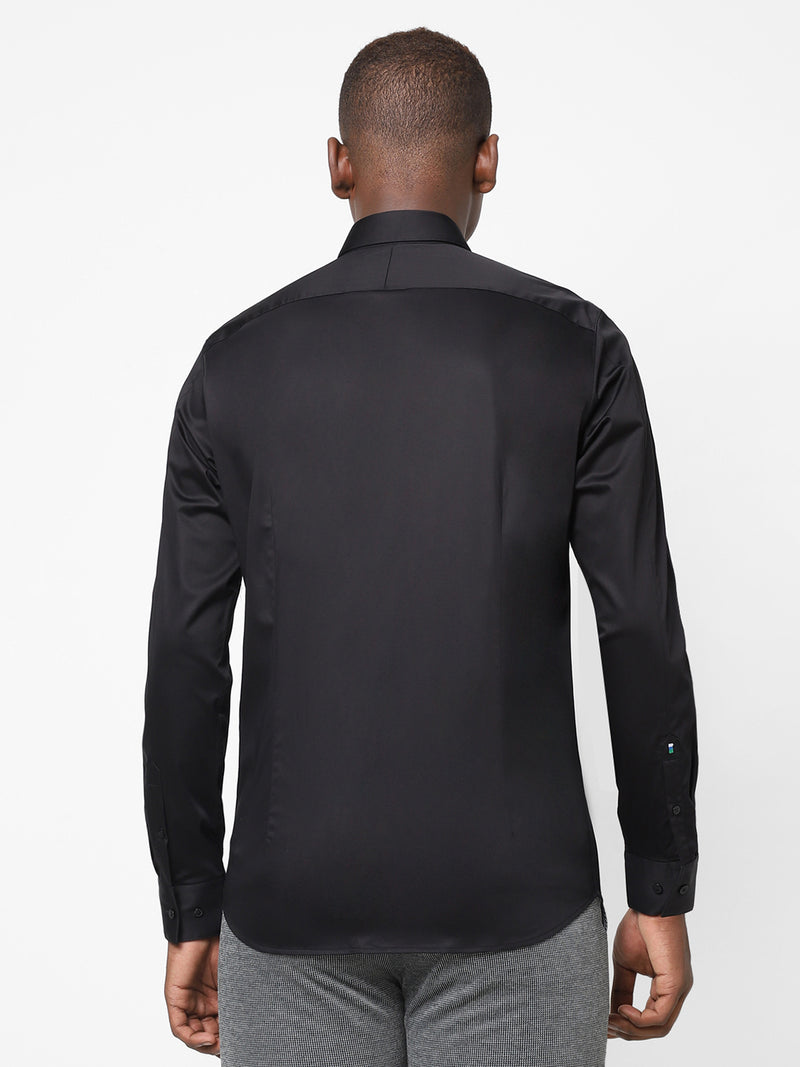 Men's Black Satin Stretch Shirt