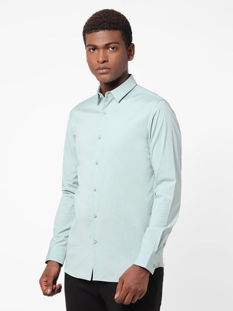 Men's Light Blue Solid Shirt