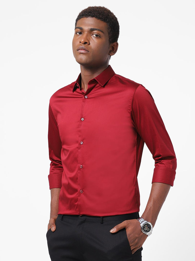 Men's Crimson Red Solid Shirt
