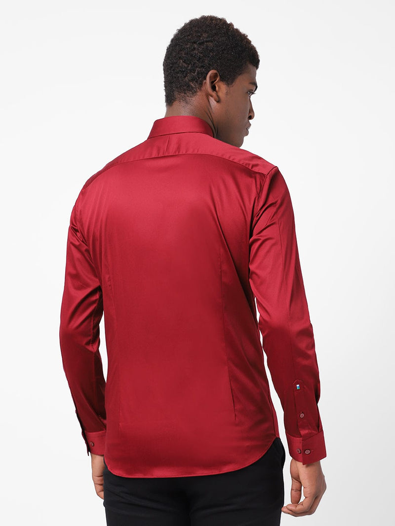 Men's Crimson Red Solid Shirt