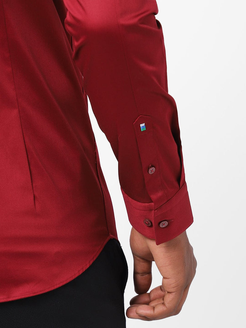 Men's Crimson Red Solid Shirt