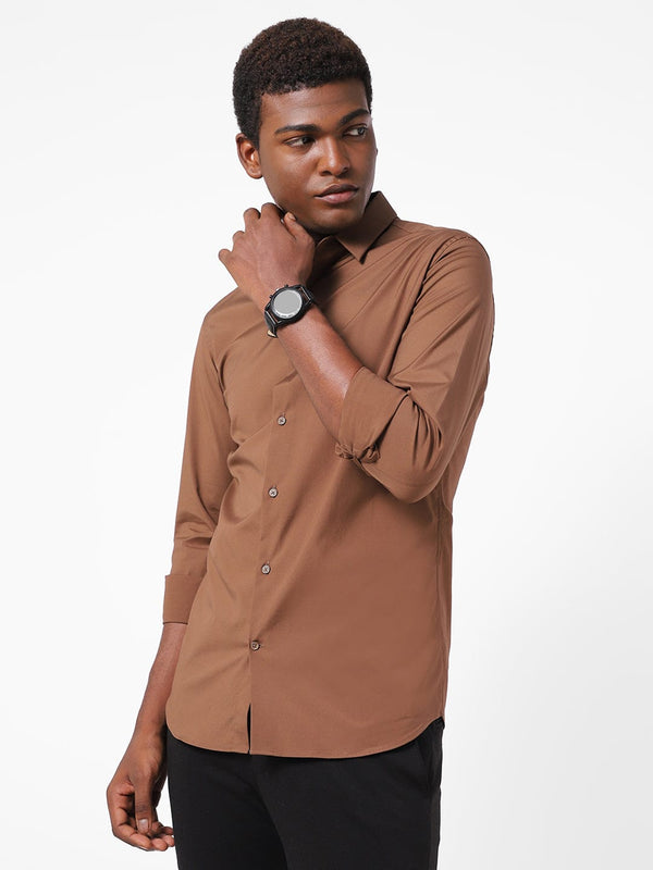 Men's Caramel Solid Shirt