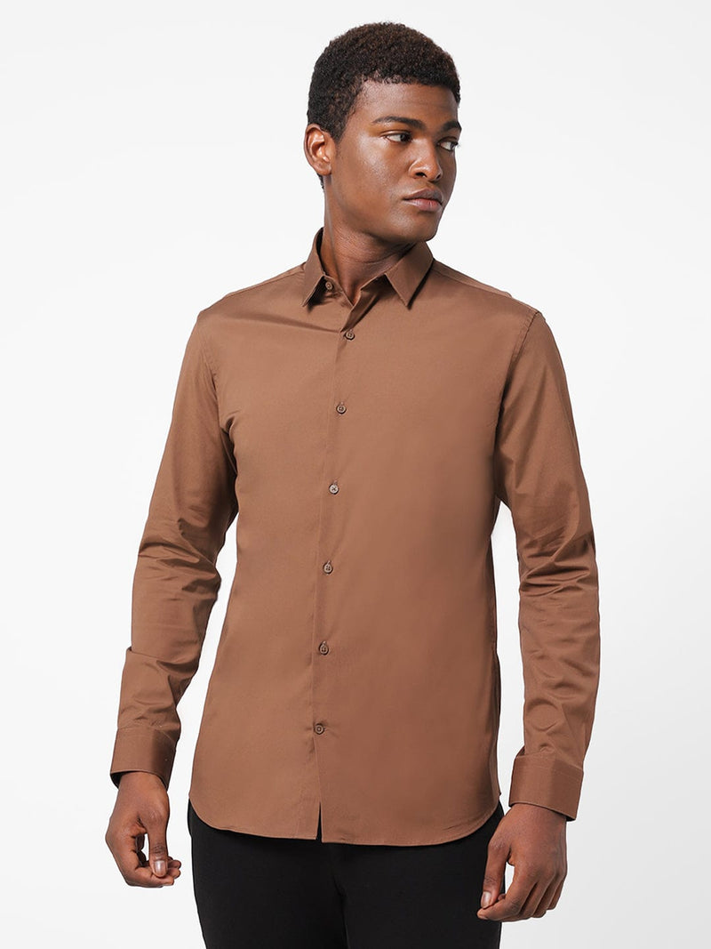 Men's Caramel Solid Shirt
