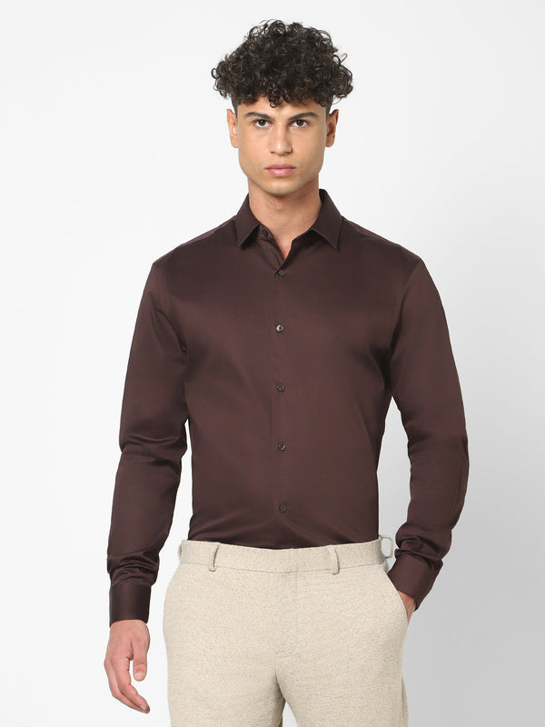 Men's Espresso Brown Solid Shirt