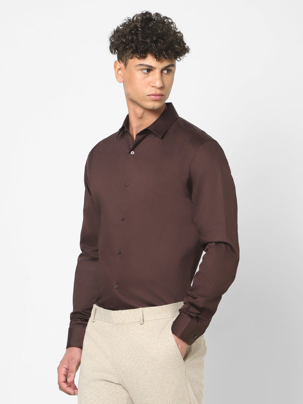 Men's Espresso Brown Solid Shirt