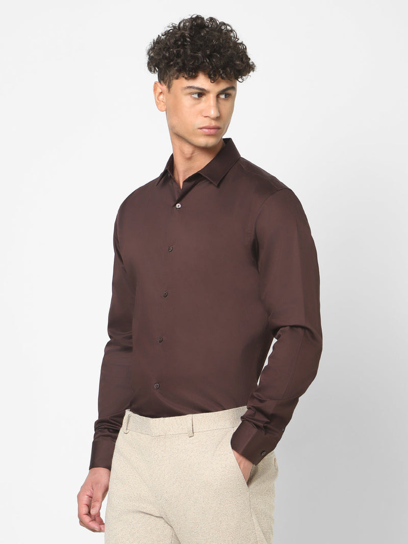 Men's Espresso Brown Solid Shirt
