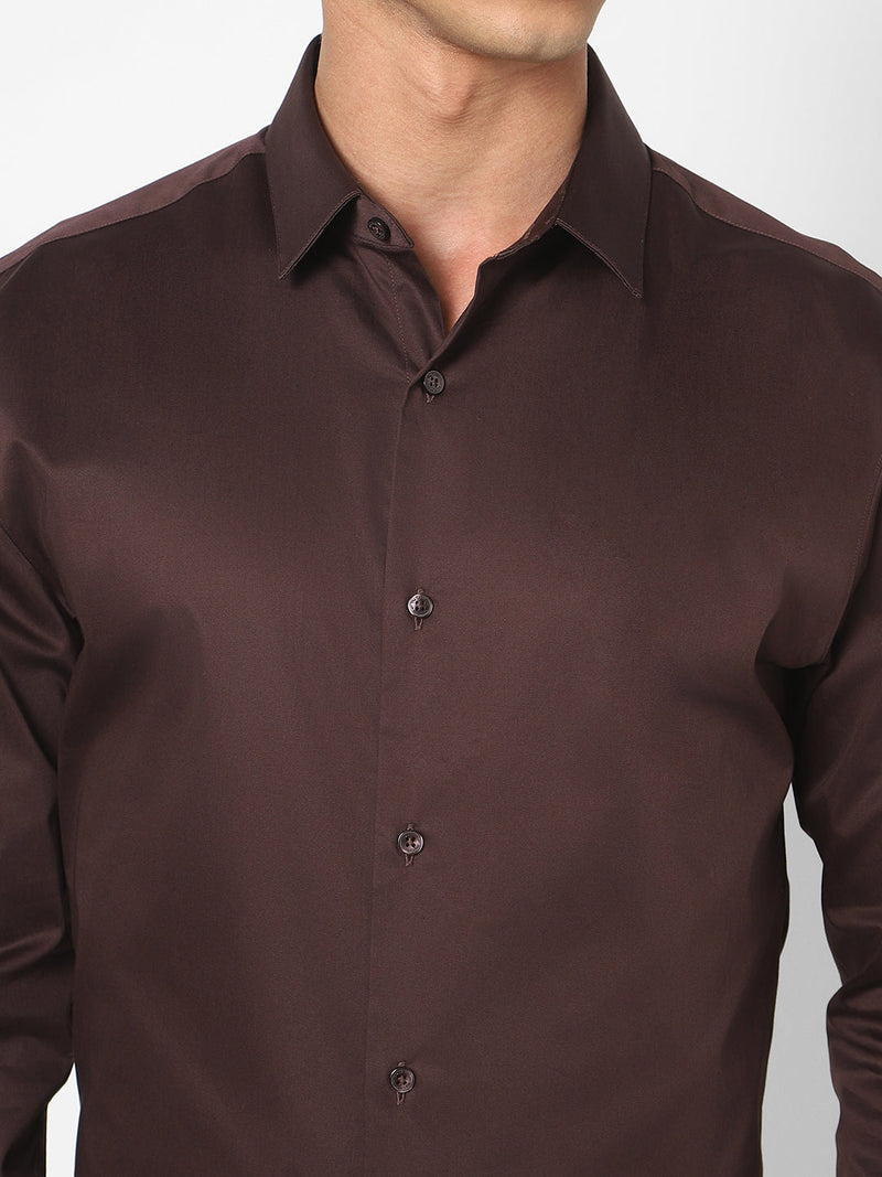 Men's Espresso Brown Solid Shirt