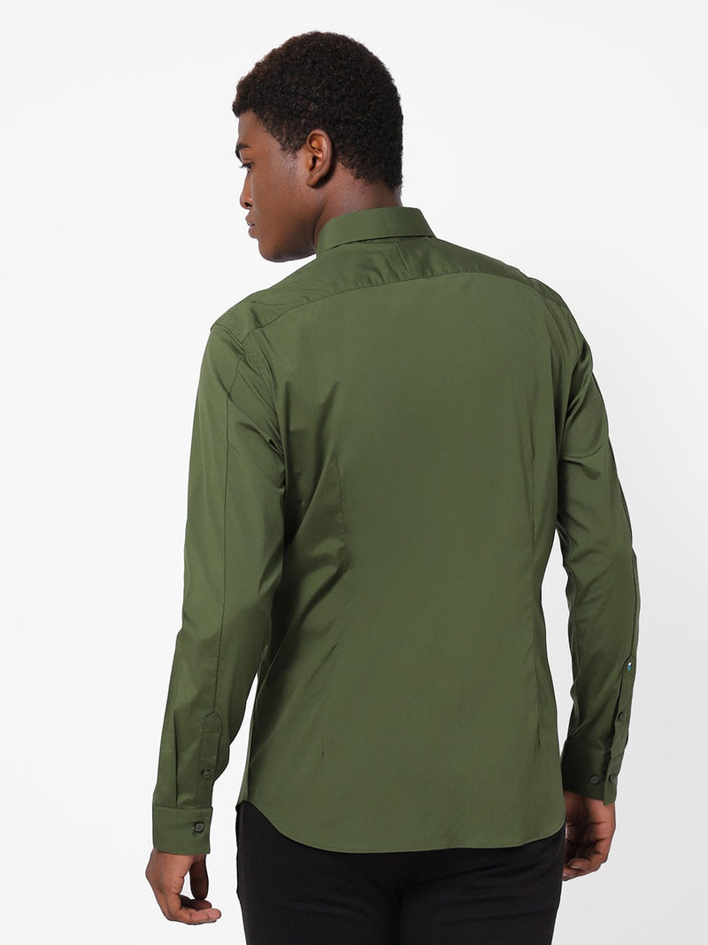 Men's Olive Green Solid Shirt