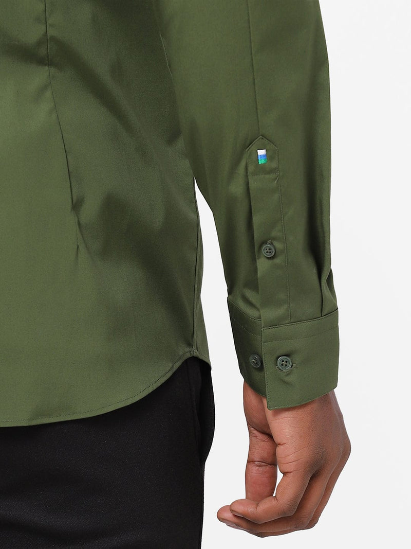 Men's Olive Green Solid Shirt