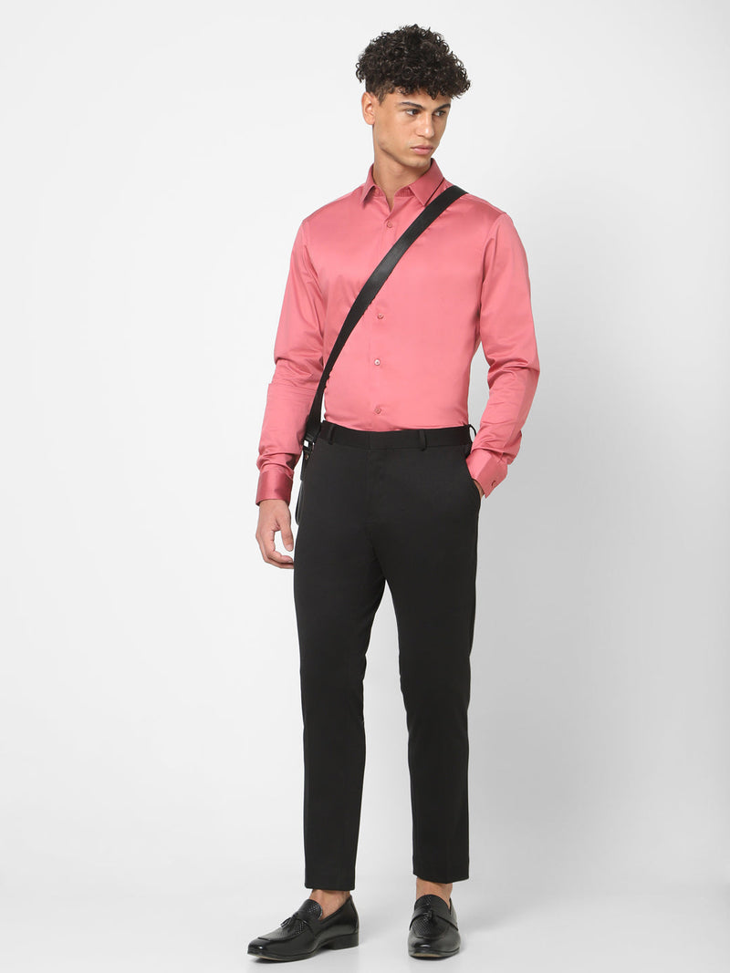 Men's French Pink Solid Shirt