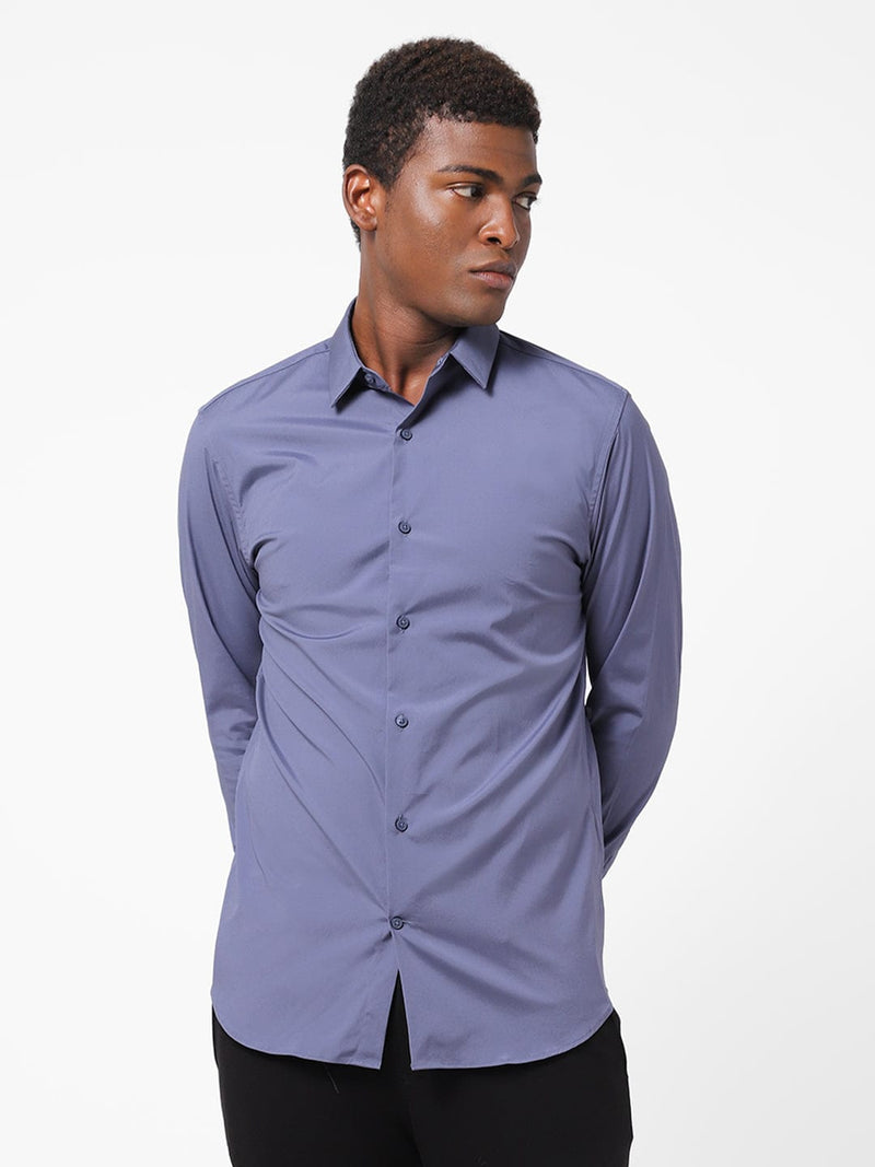 Men's Pigeon Blue Solid Shirt