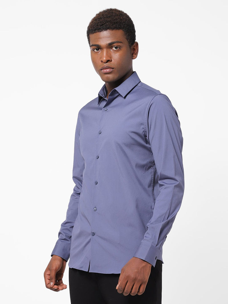 Men's Pigeon Blue Solid Shirt