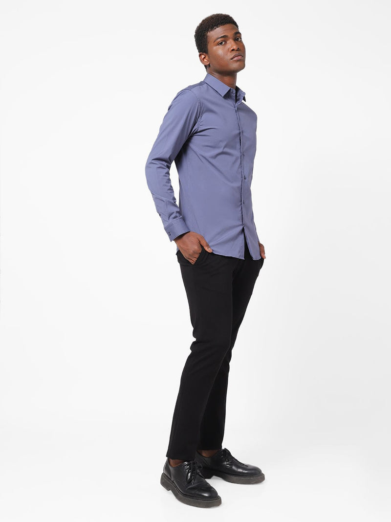 Men's Pigeon Blue Solid Shirt