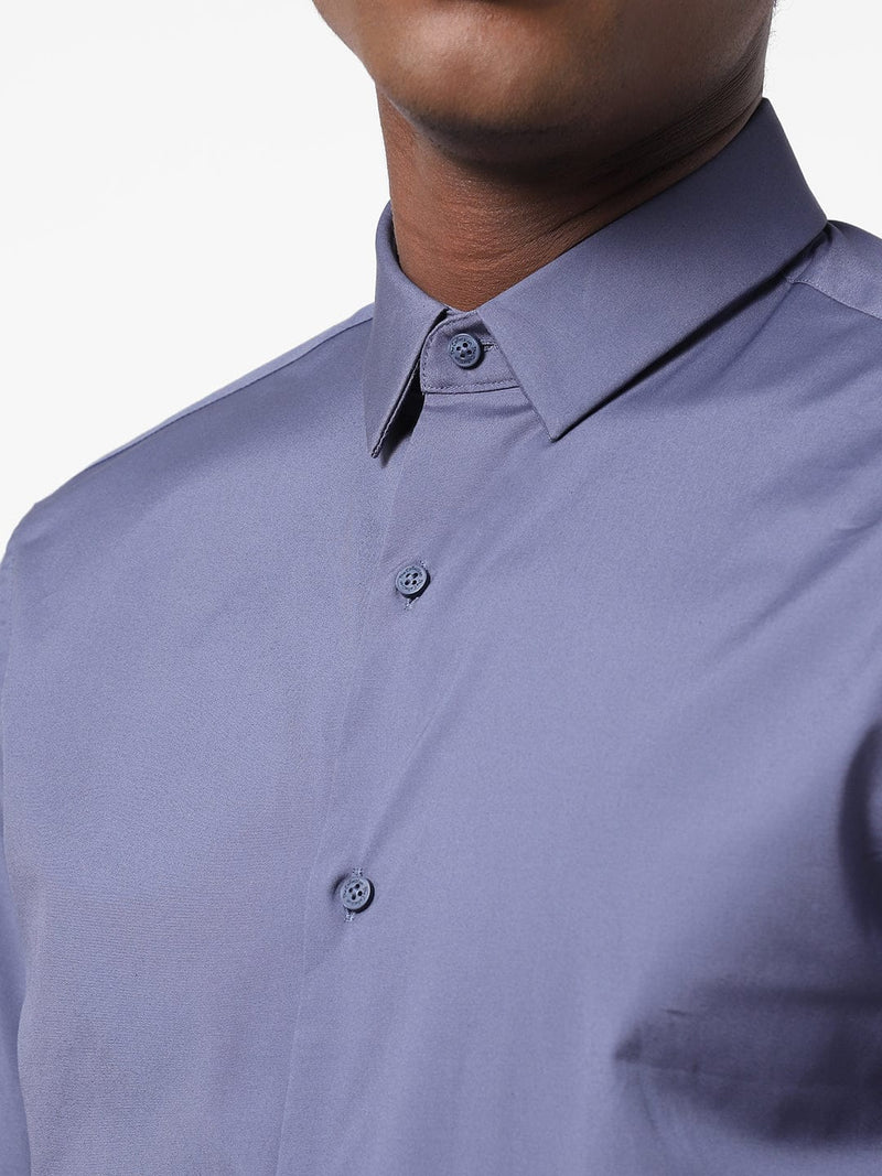 Men's Pigeon Blue Solid Shirt