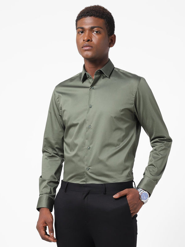 Men's Artichoke Green Solid Shirt