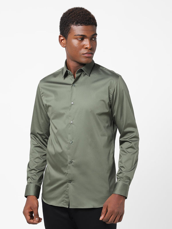 Men's Artichoke Green Solid Shirt