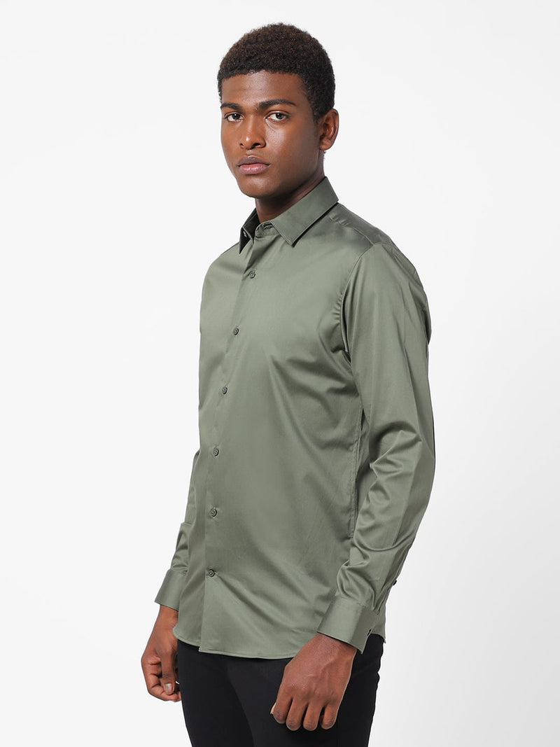 Men's Artichoke Green Solid Shirt