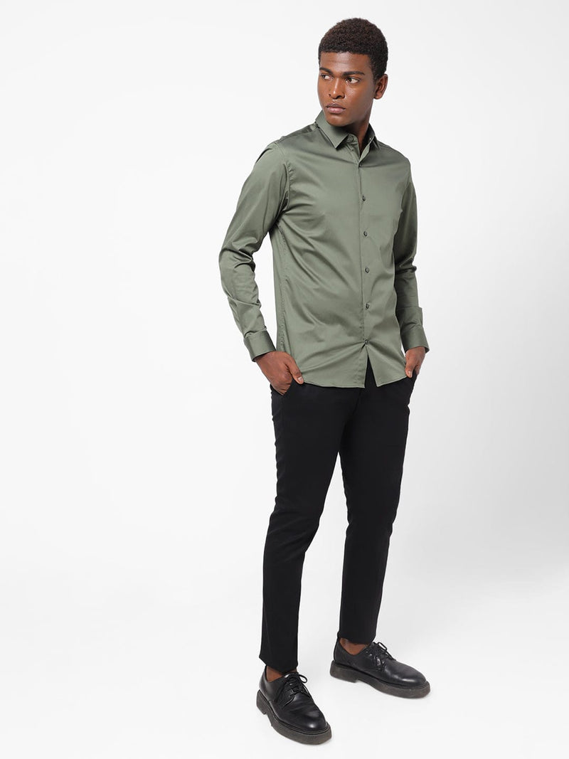 Men's Artichoke Green Solid Shirt