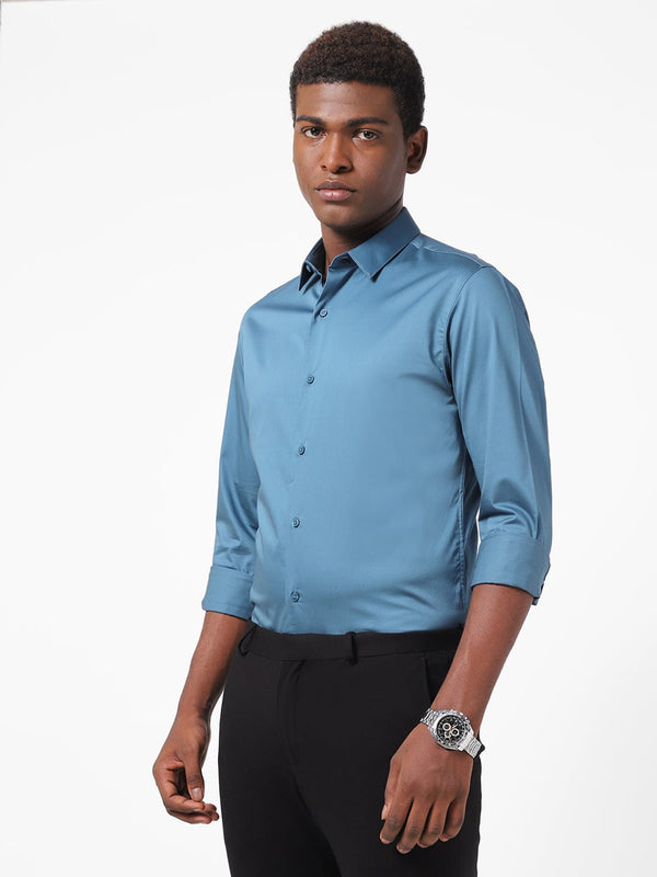 Men's Cornflower Blue Solid Shirt