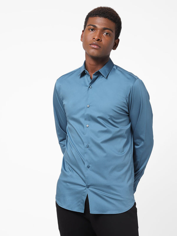 Men's Cornflower Blue Solid Shirt