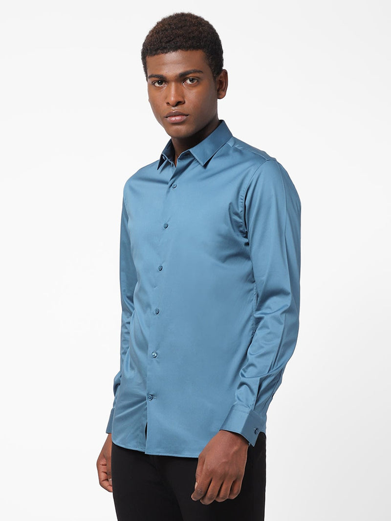 Men's Cornflower Blue Solid Shirt