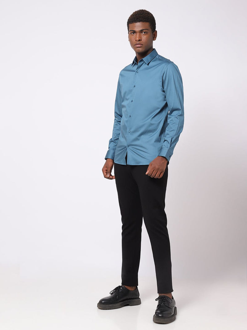 Men's Cornflower Blue Solid Shirt