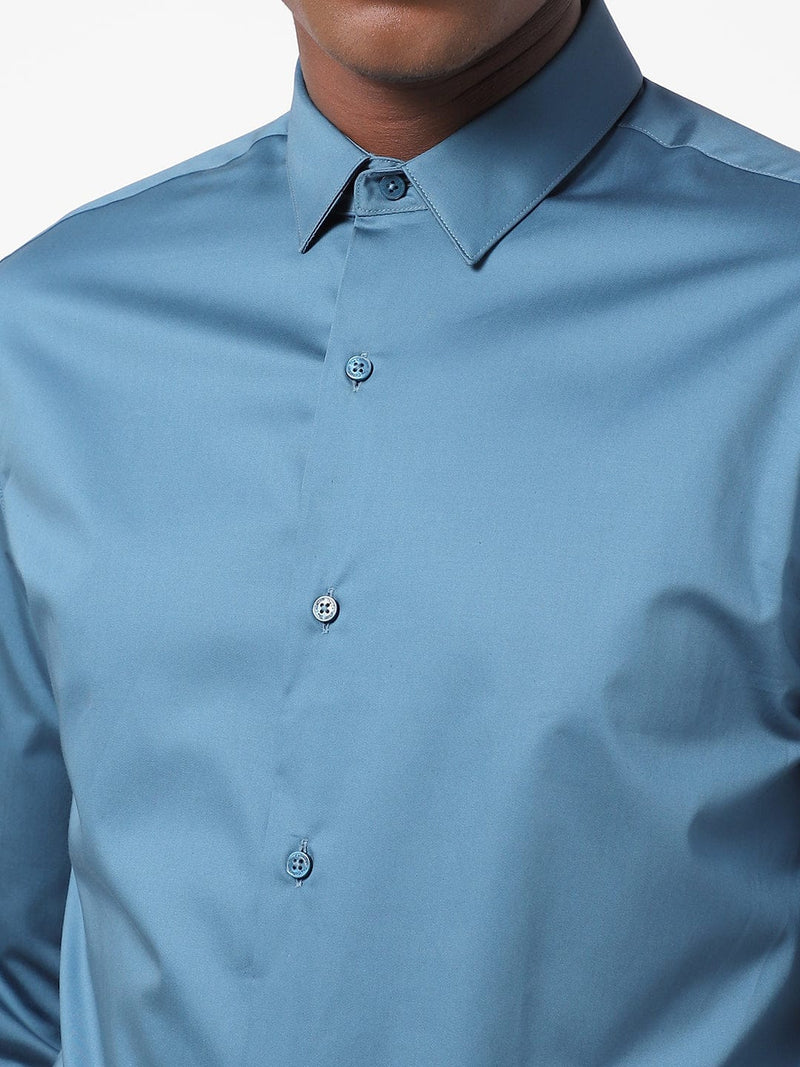 Men's Cornflower Blue Solid Shirt