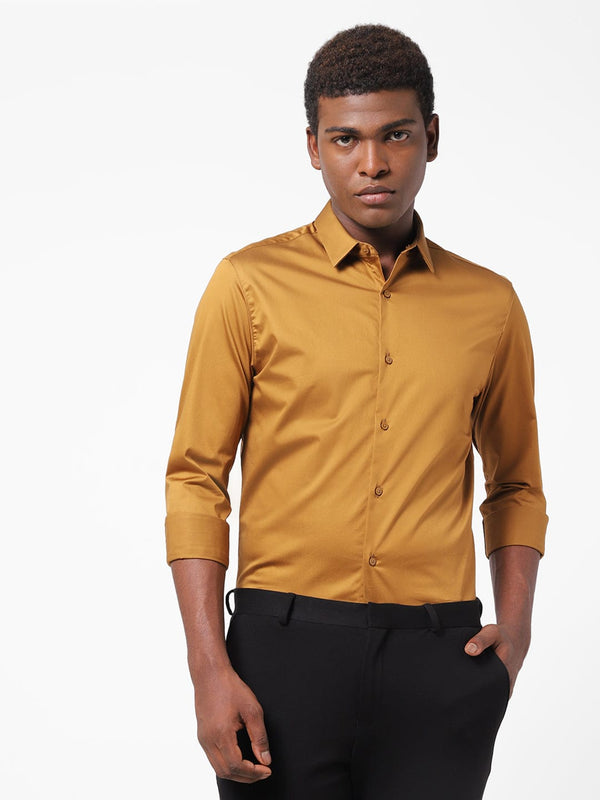 Men's Rust Brown Solid Shirt