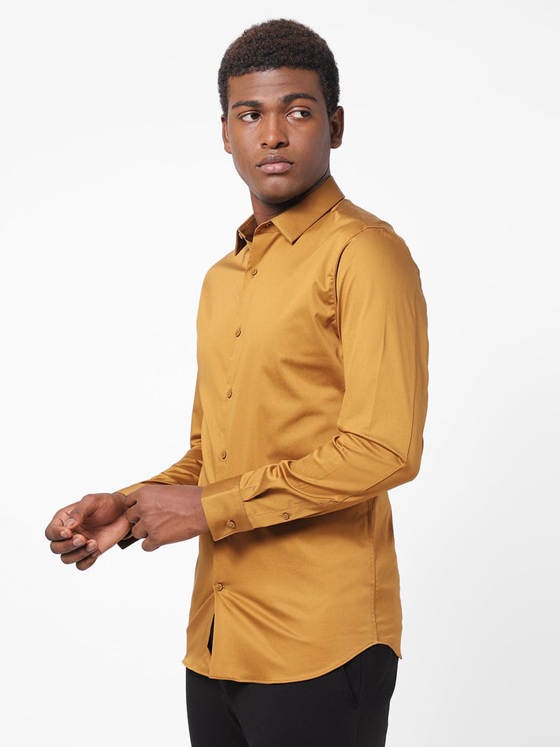 Men's Rust Brown Solid Shirt