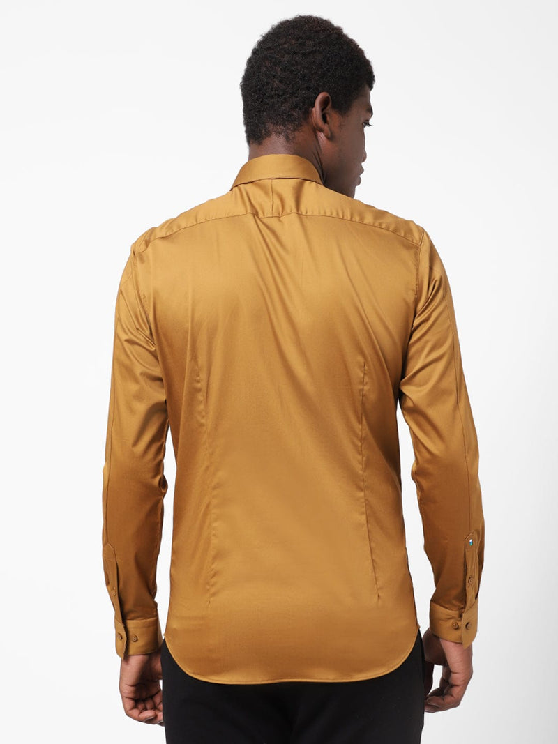 Men's Rust Brown Solid Shirt