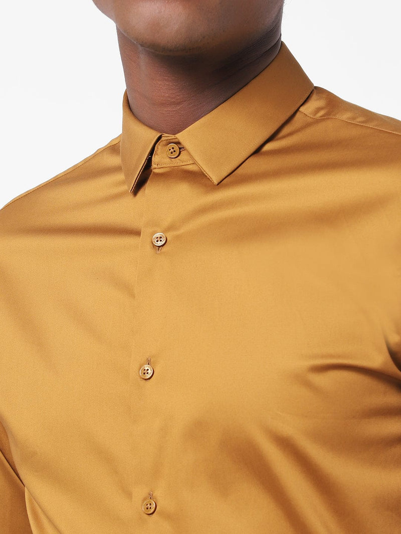 Men's Rust Brown Solid Shirt