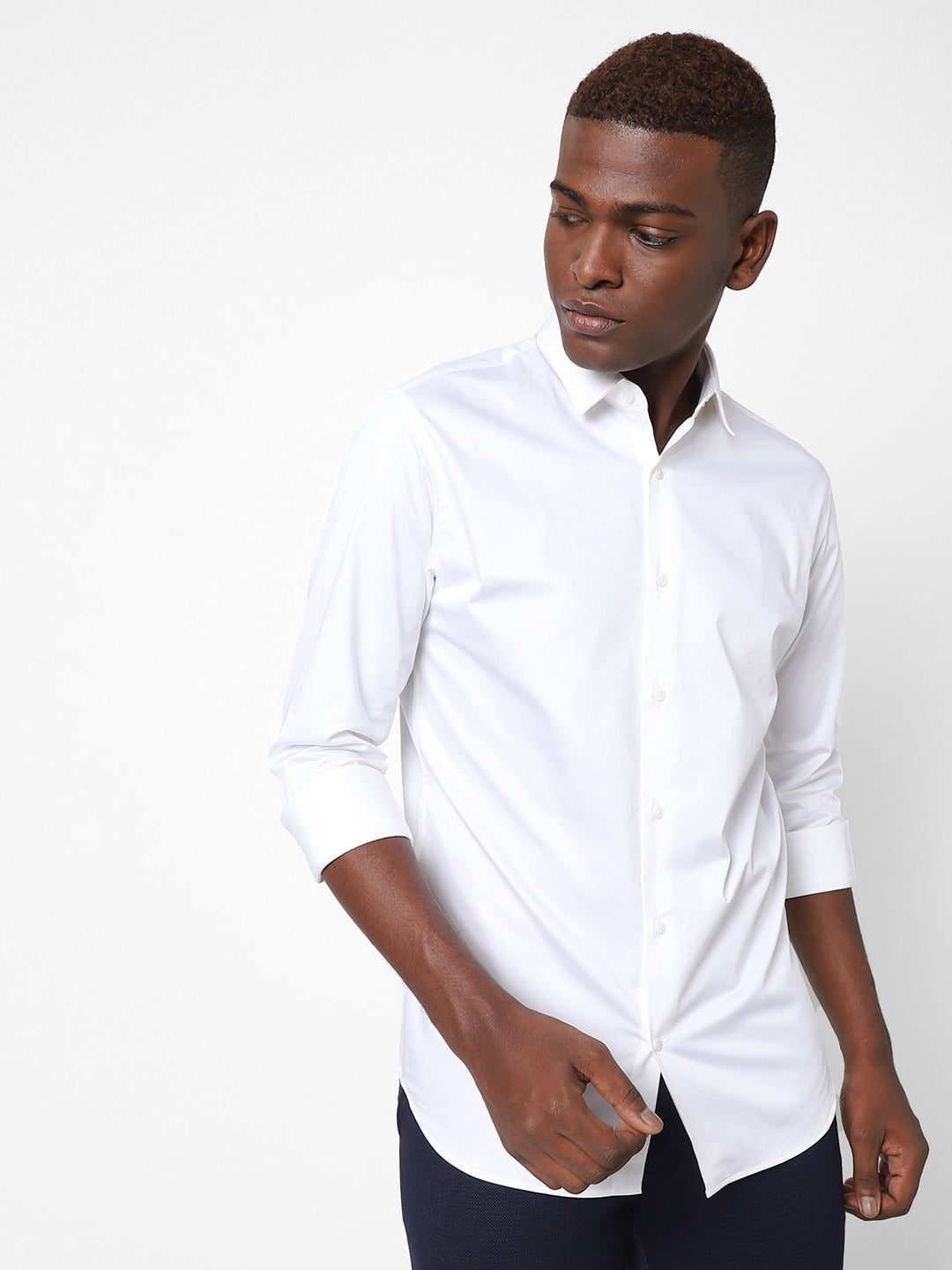 Men's White Satin Stretch Shirt