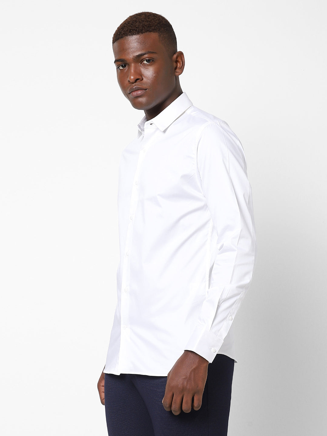 Men's White Satin Stretch Shirt