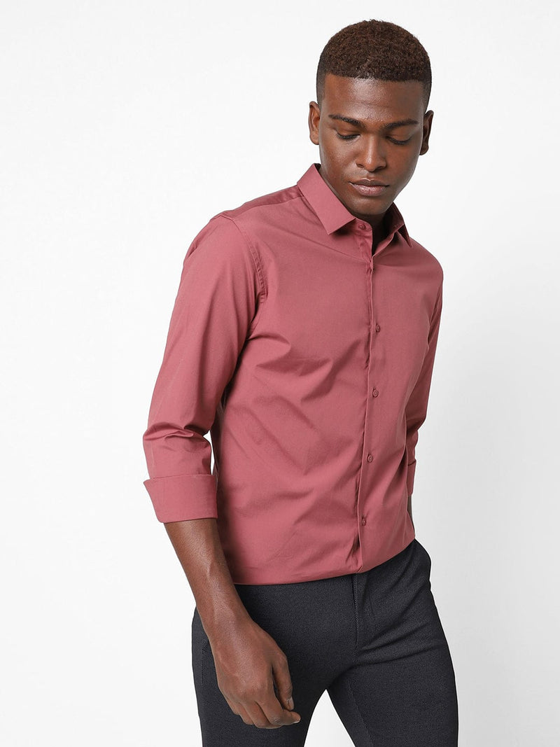 Men's Maroon Satin Stretch Shirt