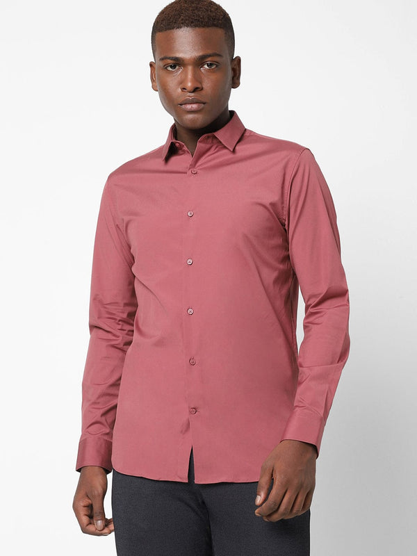 Men's Maroon Satin Stretch Shirt