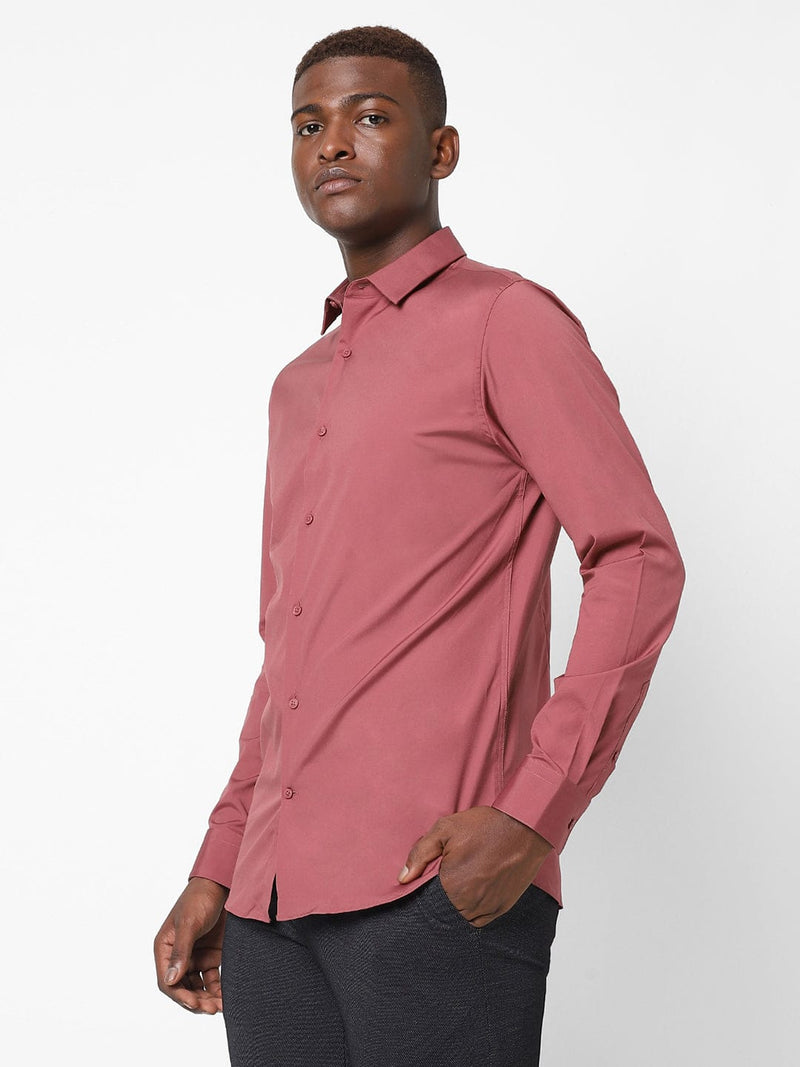 Men's Maroon Satin Stretch Shirt