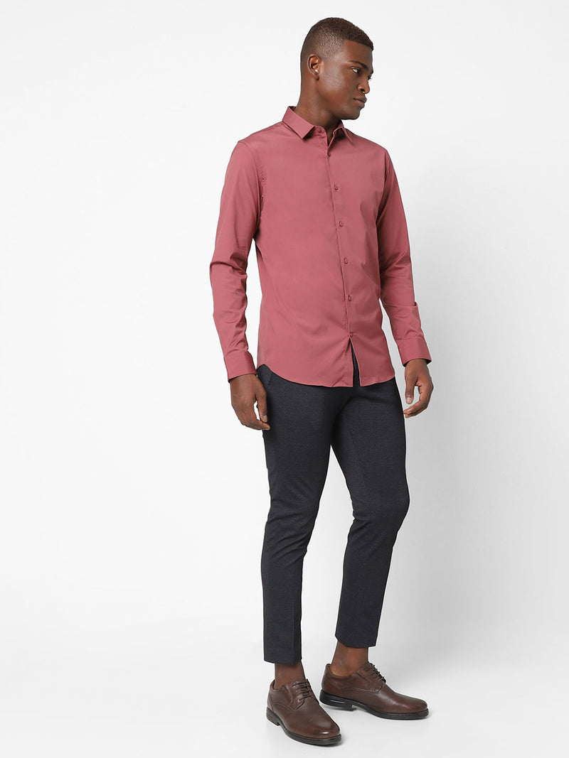 Men's Maroon Satin Stretch Shirt