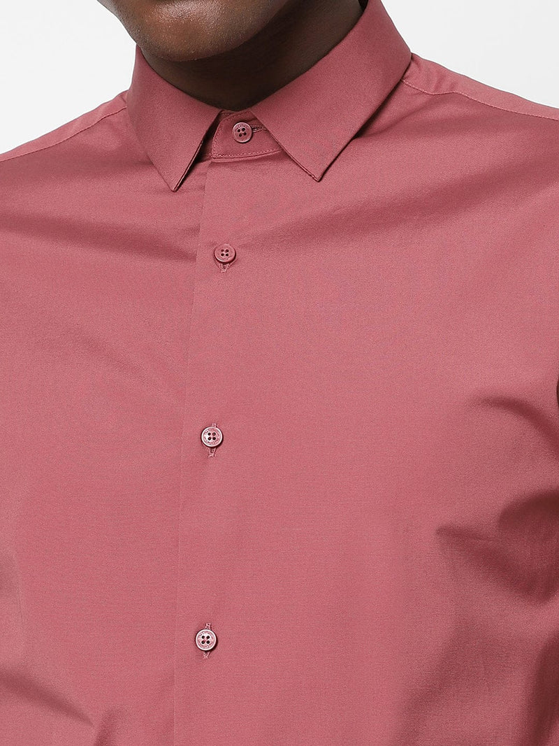 Men's Maroon Satin Stretch Shirt