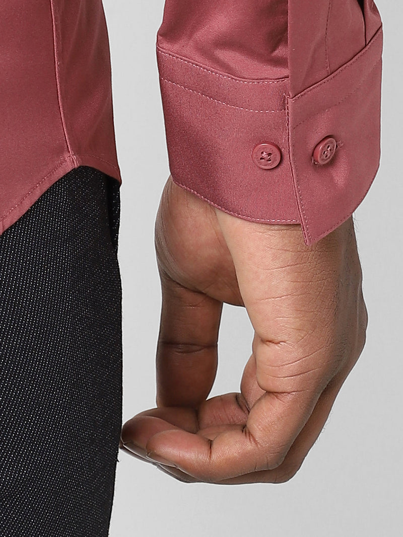 Men's Maroon Satin Stretch Shirt