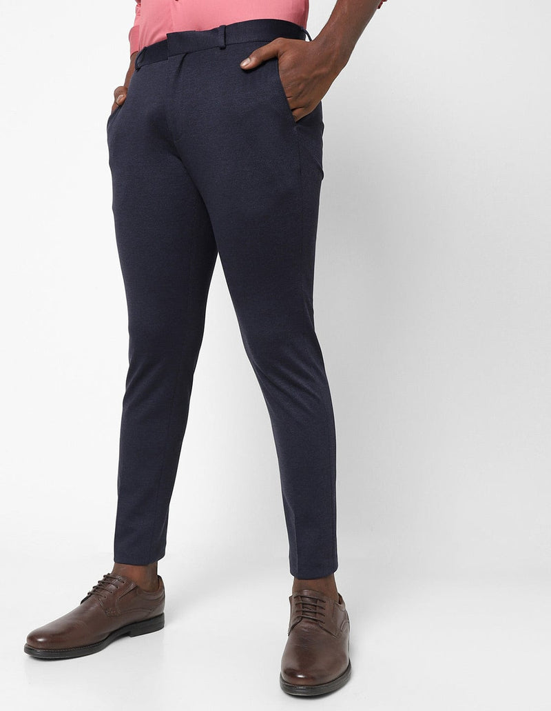 Navy Knitted Stretch Men's Trouser