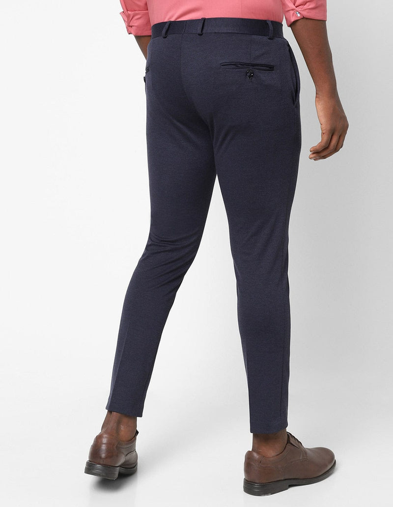 Navy Knitted Stretch Men's Trouser
