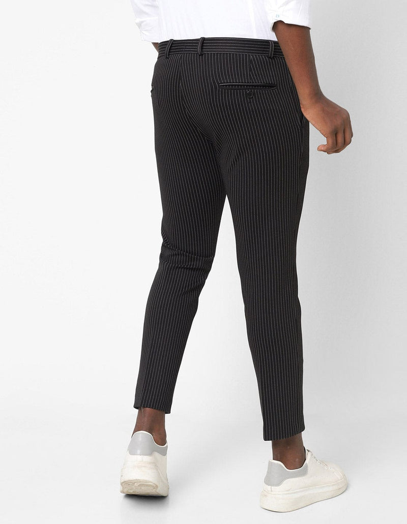 Black Stripes Knitted Stretch Men's Trouser