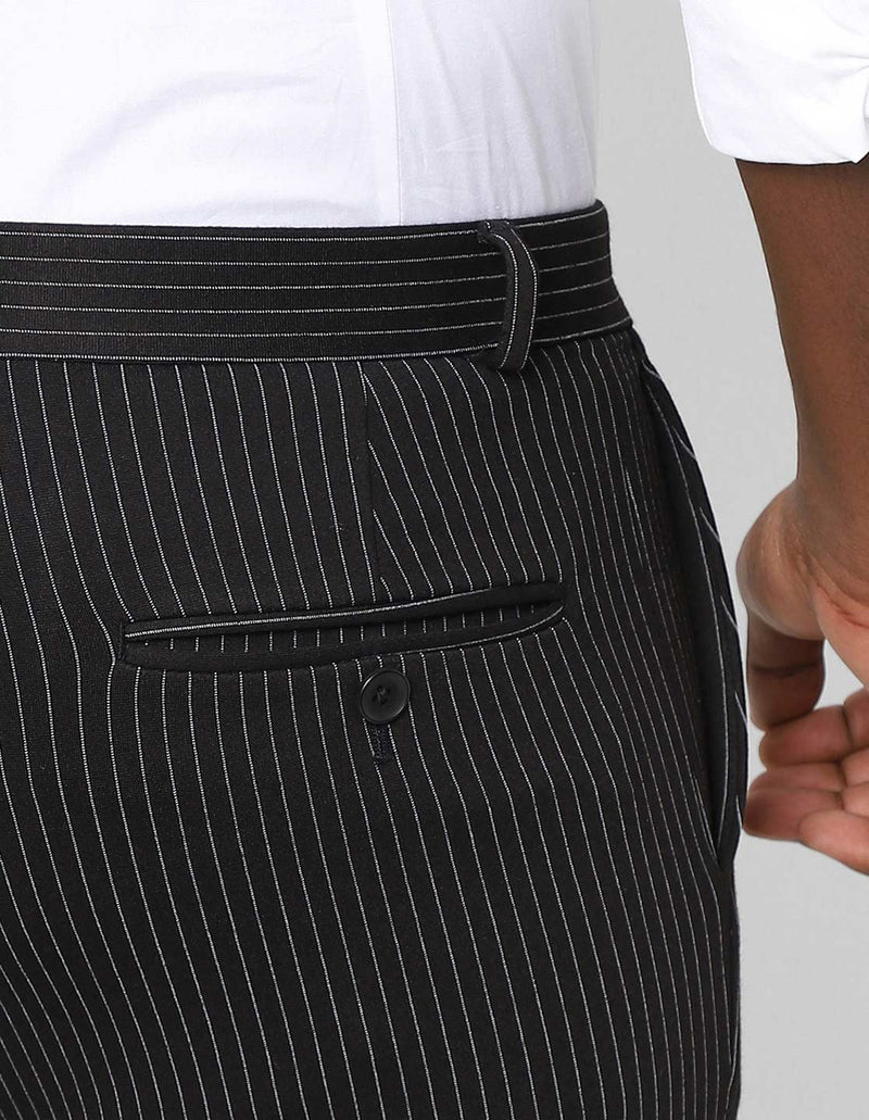 Black Stripes Knitted Stretch Men's Trouser