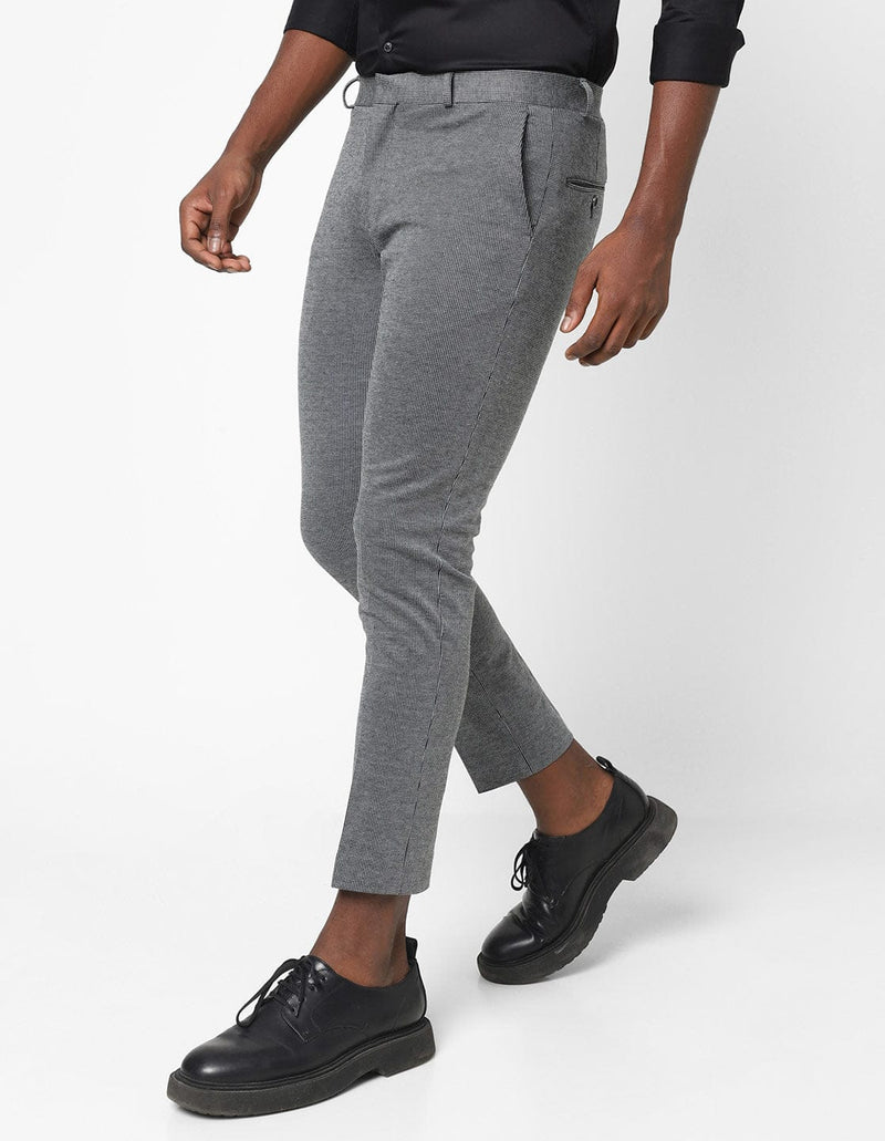 Grey Knitted Stretch Men's Trouser