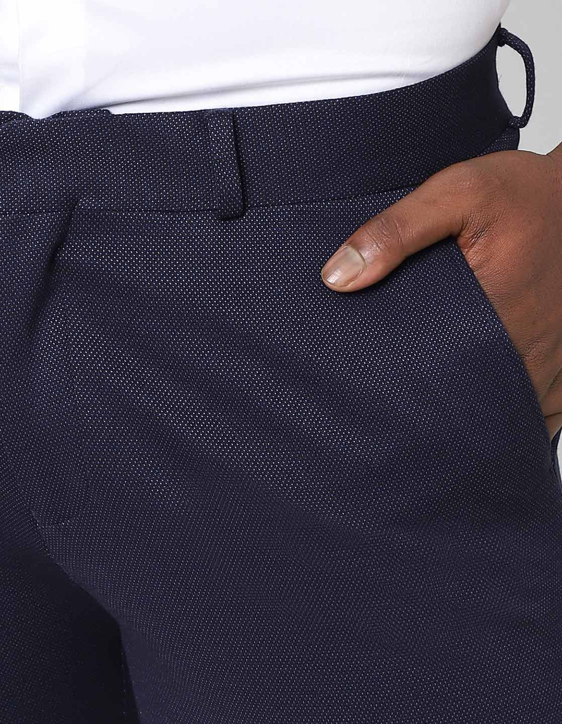 Navy Pin Dot Knitted Stretch Men&