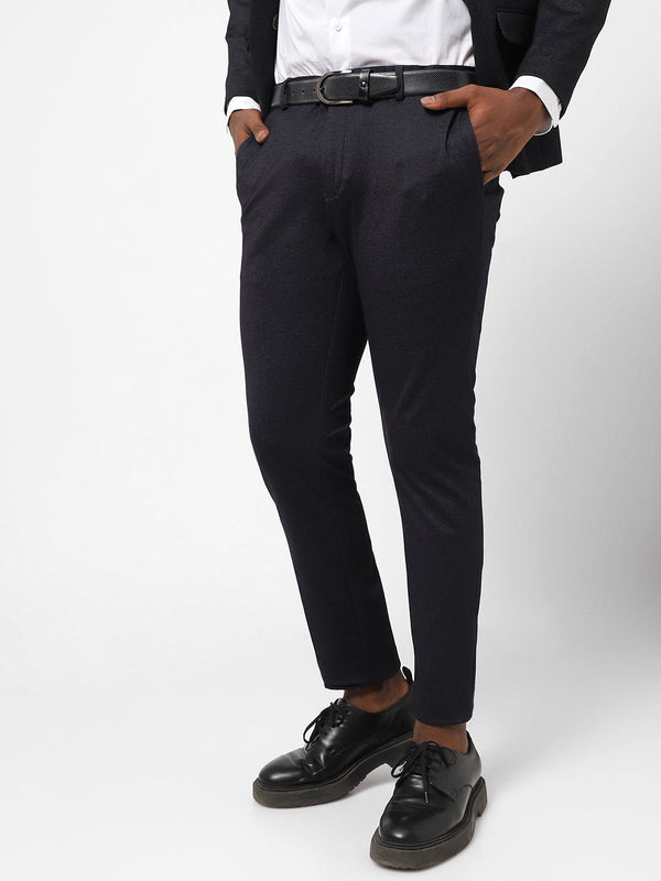 Black Knitted Stretch Men's Trouser