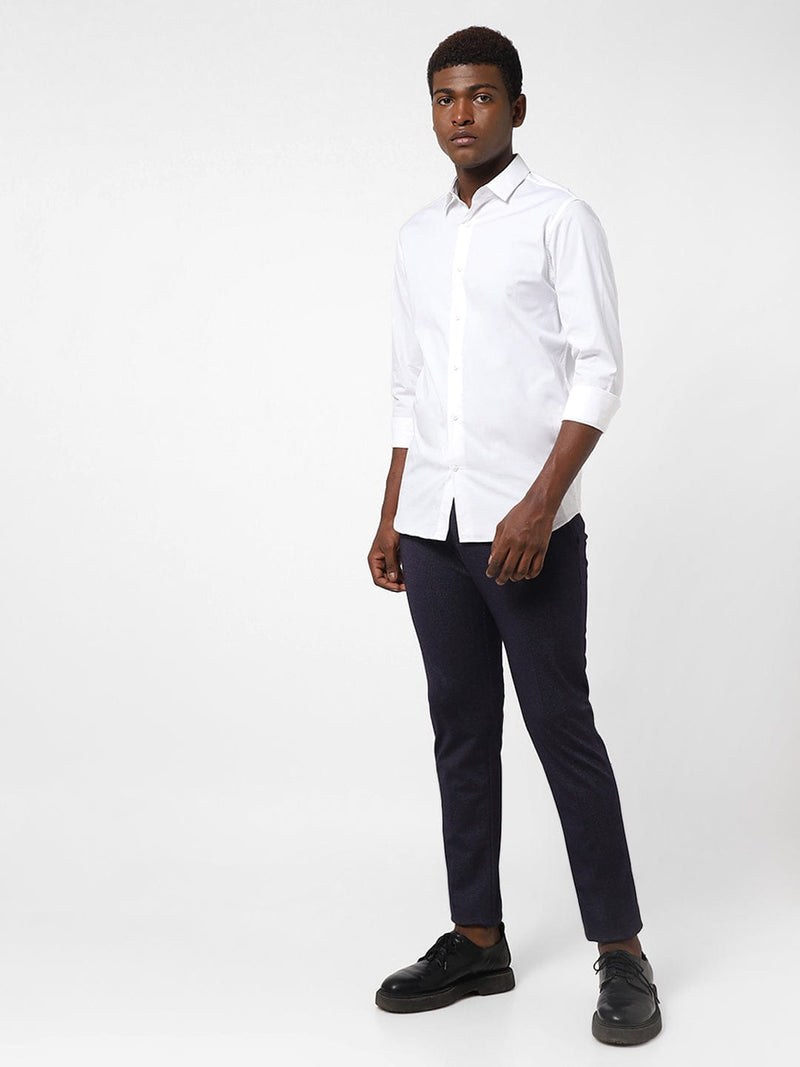 Navy Pin Dot Knitted Stretch Men's Trouser