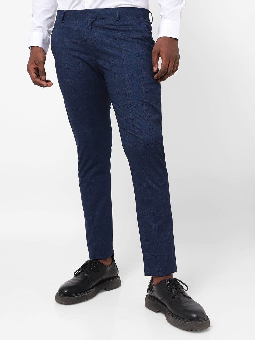 Blue Check Knitted Stretch Men&